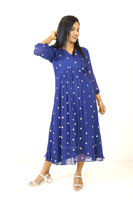 Jacinda Women's Blue Semi Party Wear Dress
