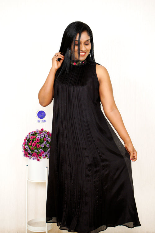 Black Highneck Georgette Dress