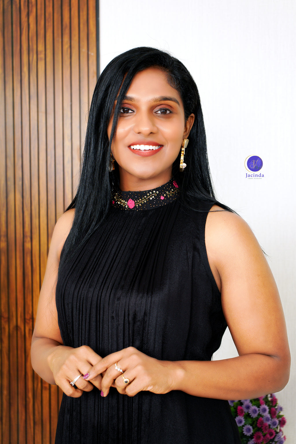 Black Highneck Georgette Dress