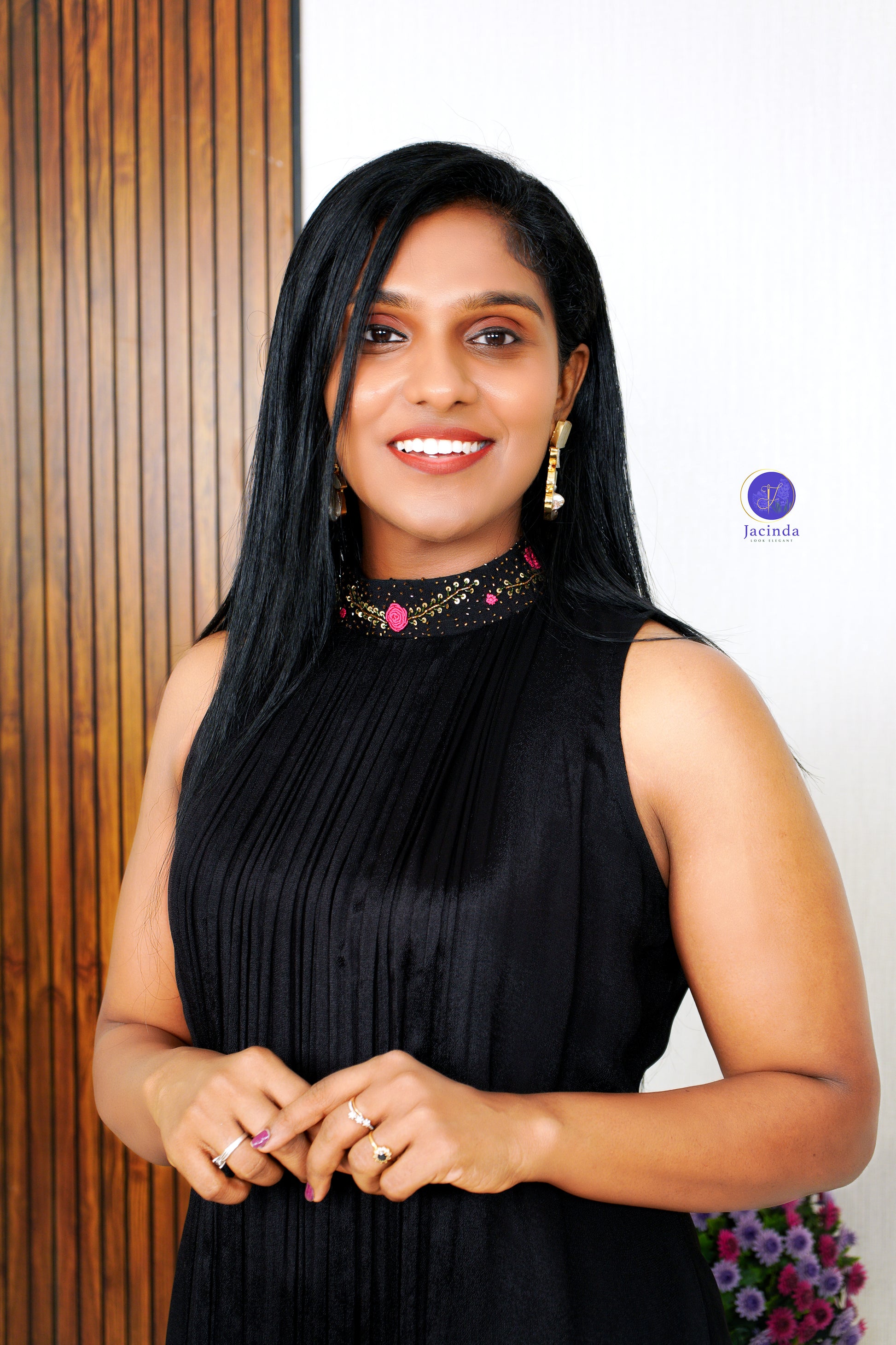 Black Highneck Georgette Dress