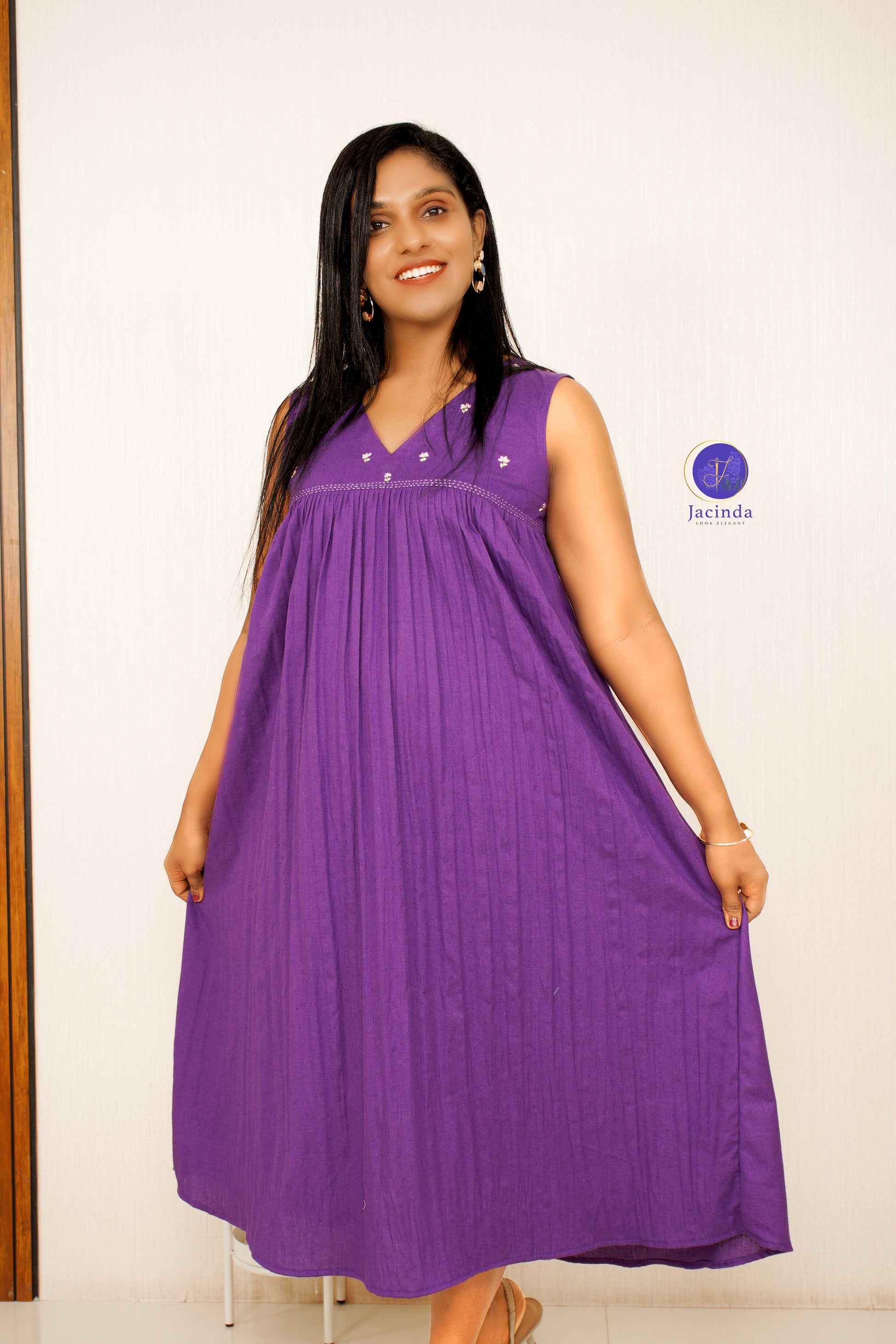 Purple Cotton Linen Dress