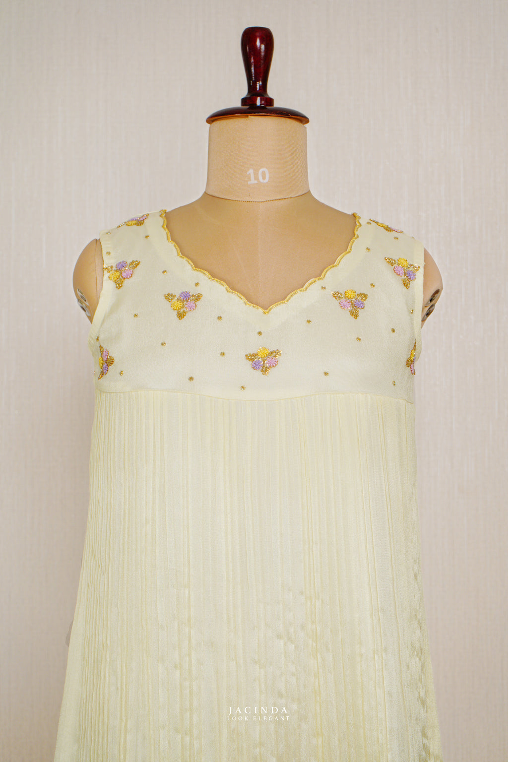 Women Cream sleeveless Aline dress