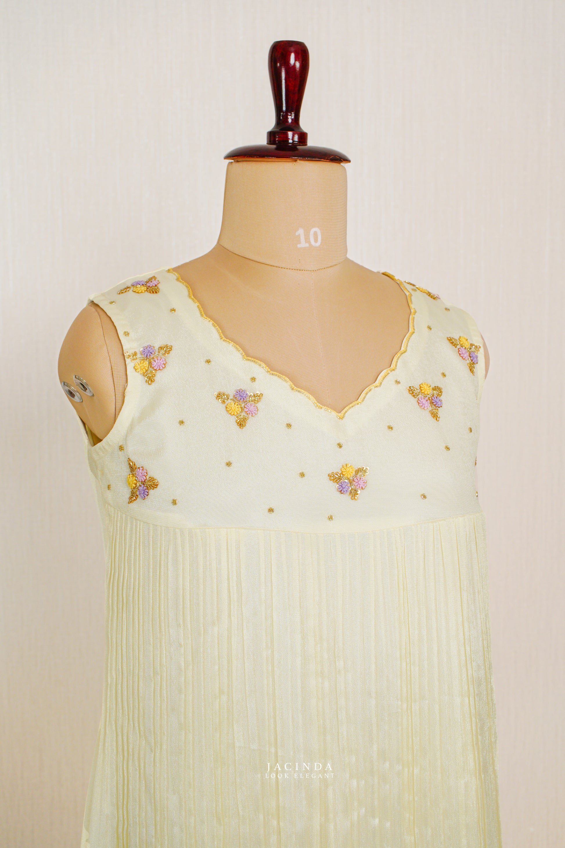 Women Cream sleeveless Aline dress