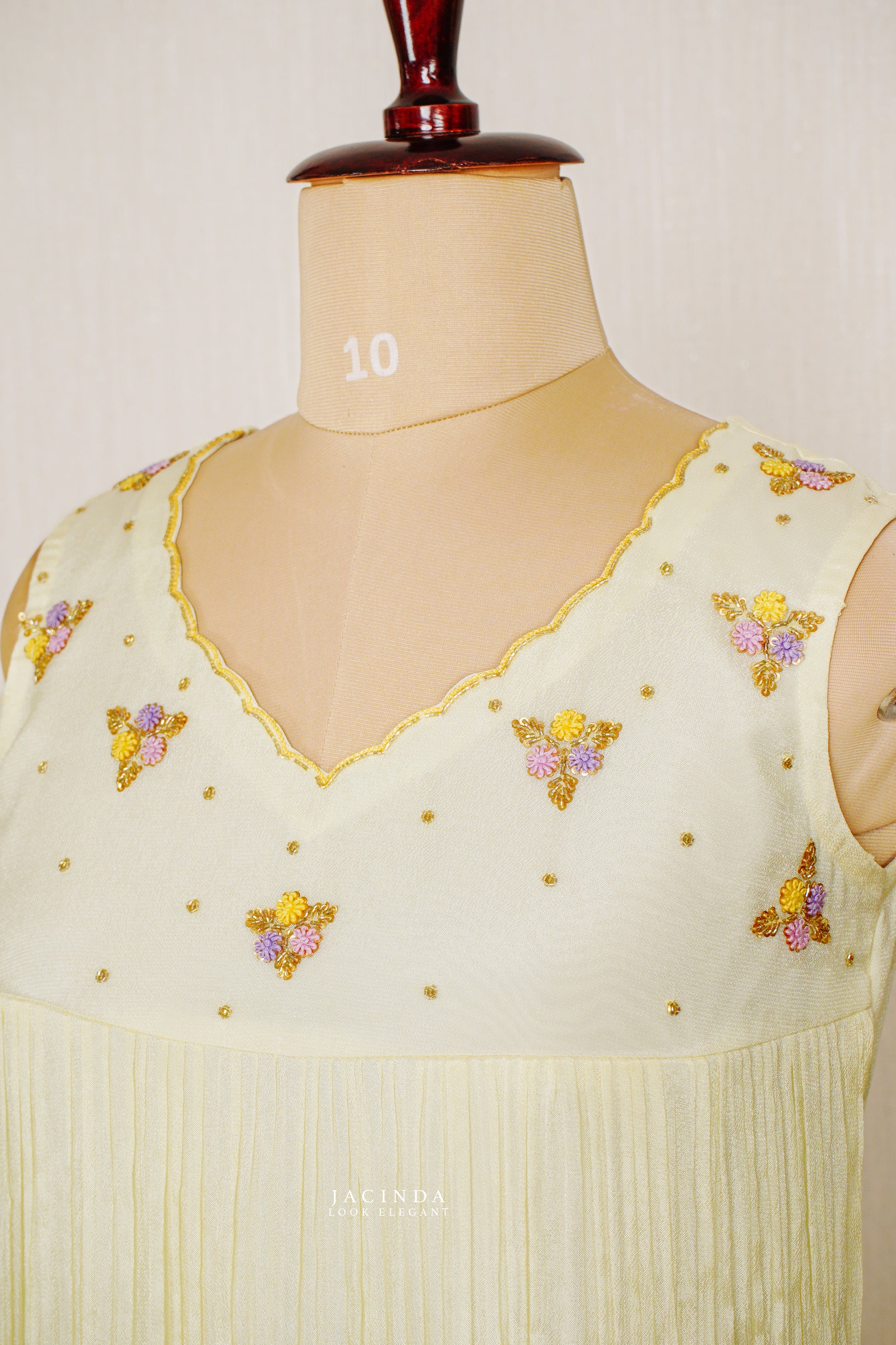 Women Cream sleeveless Aline dress