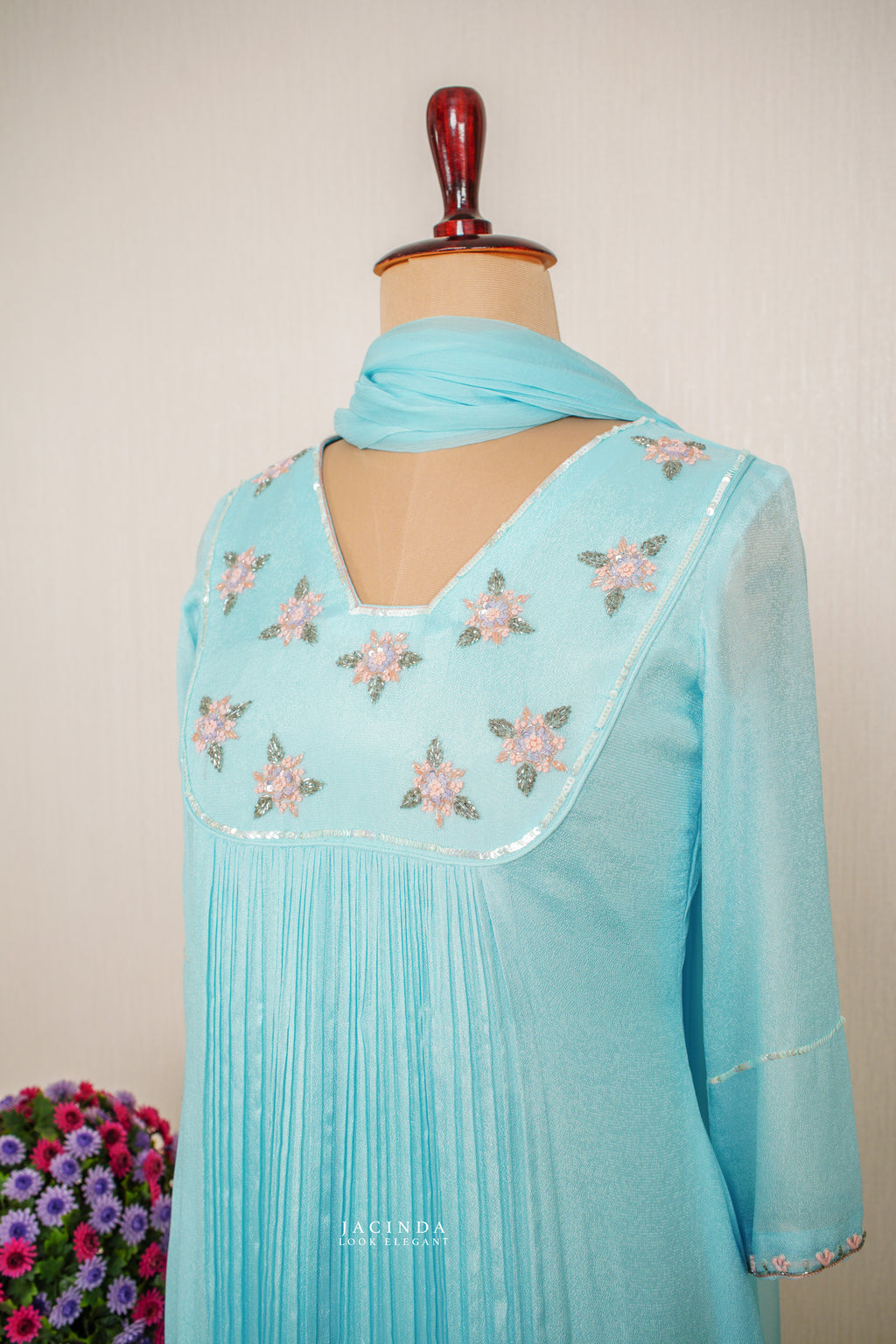Jacinda Pastel blue  partwear set