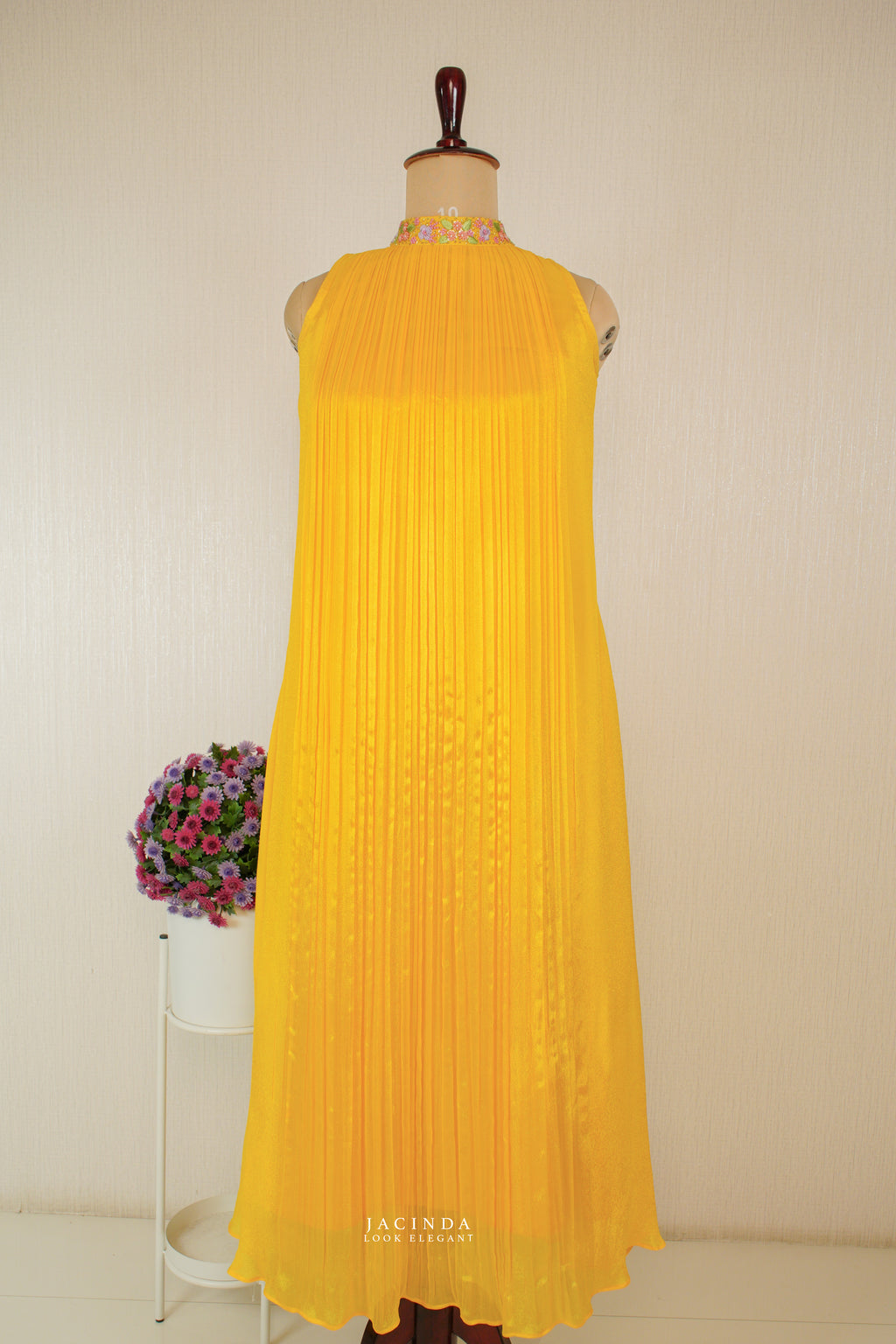 High Neck Collar Aline Dress