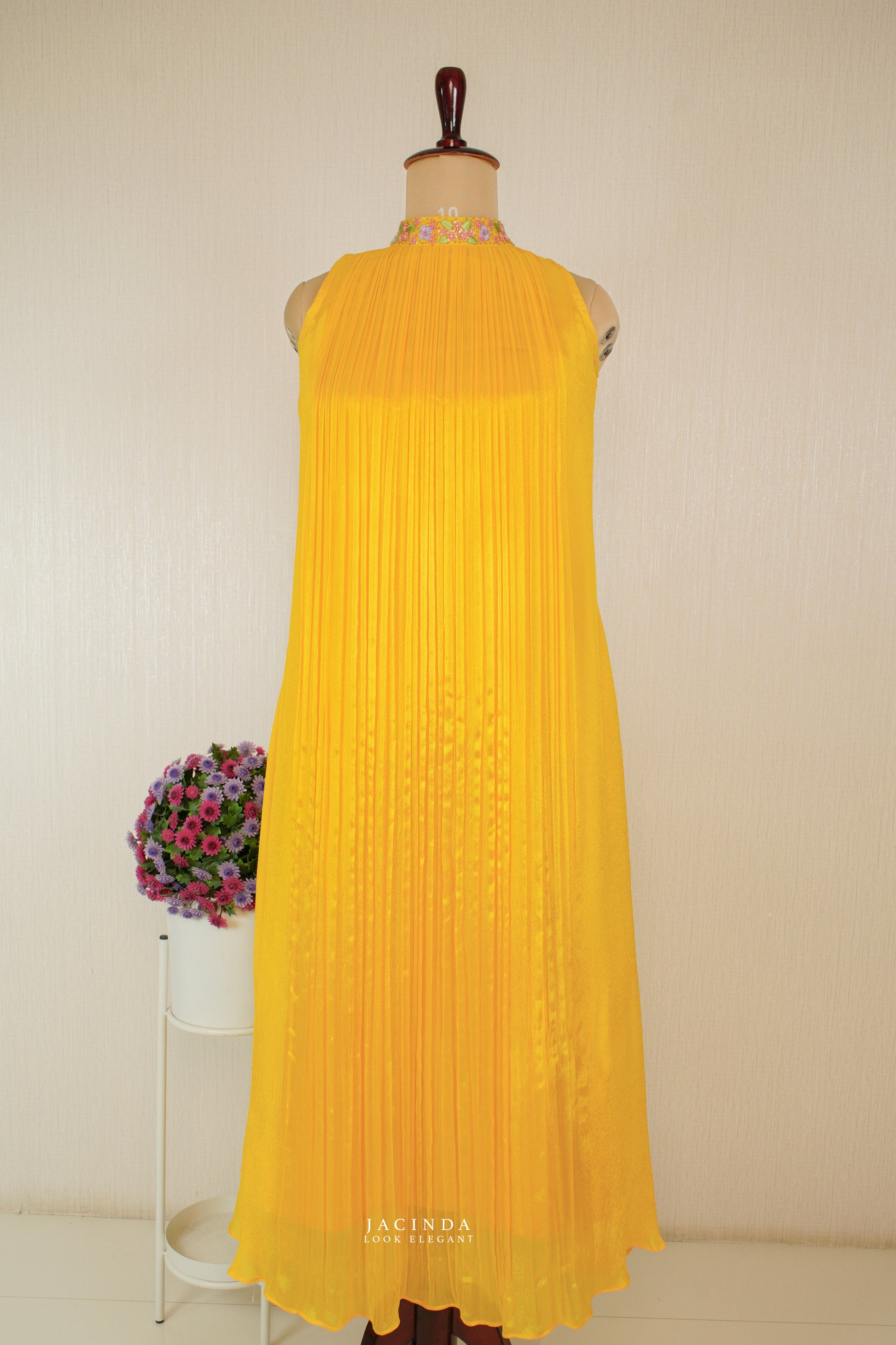 High Neck Collar Aline Dress