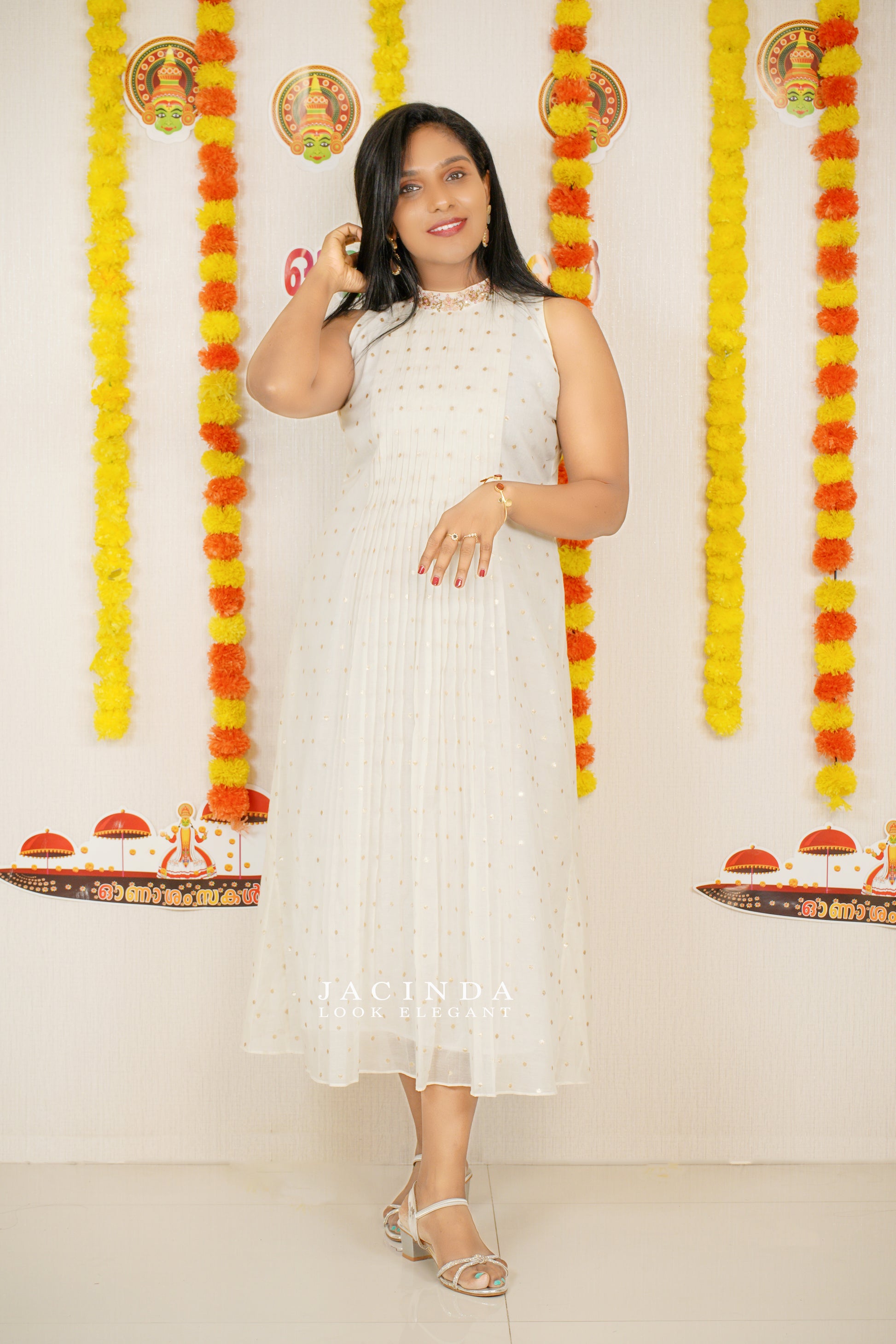Buy Indo Western Halter neck Dress for Onam