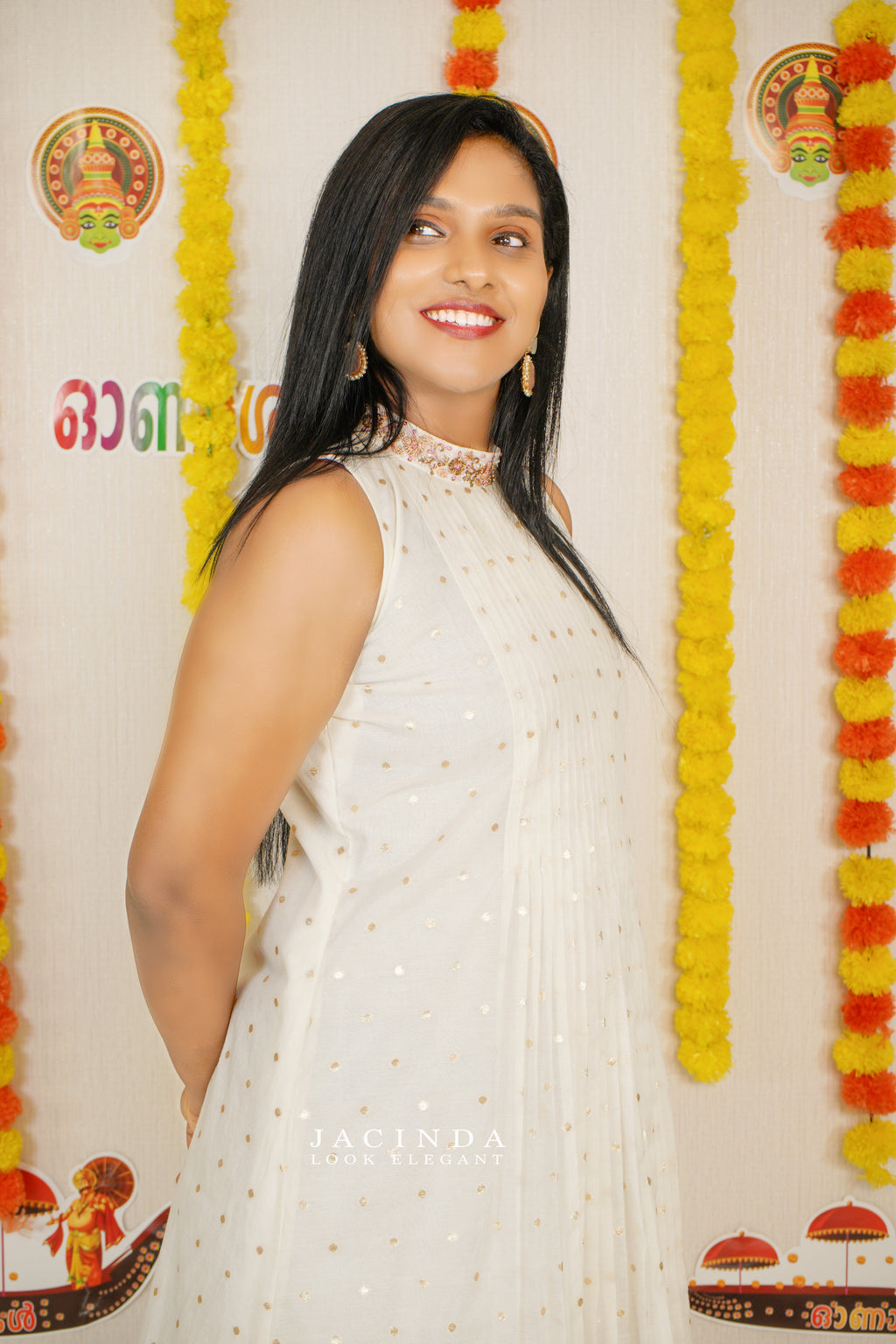 Buy Indo Western Halter neck Dress for Onam