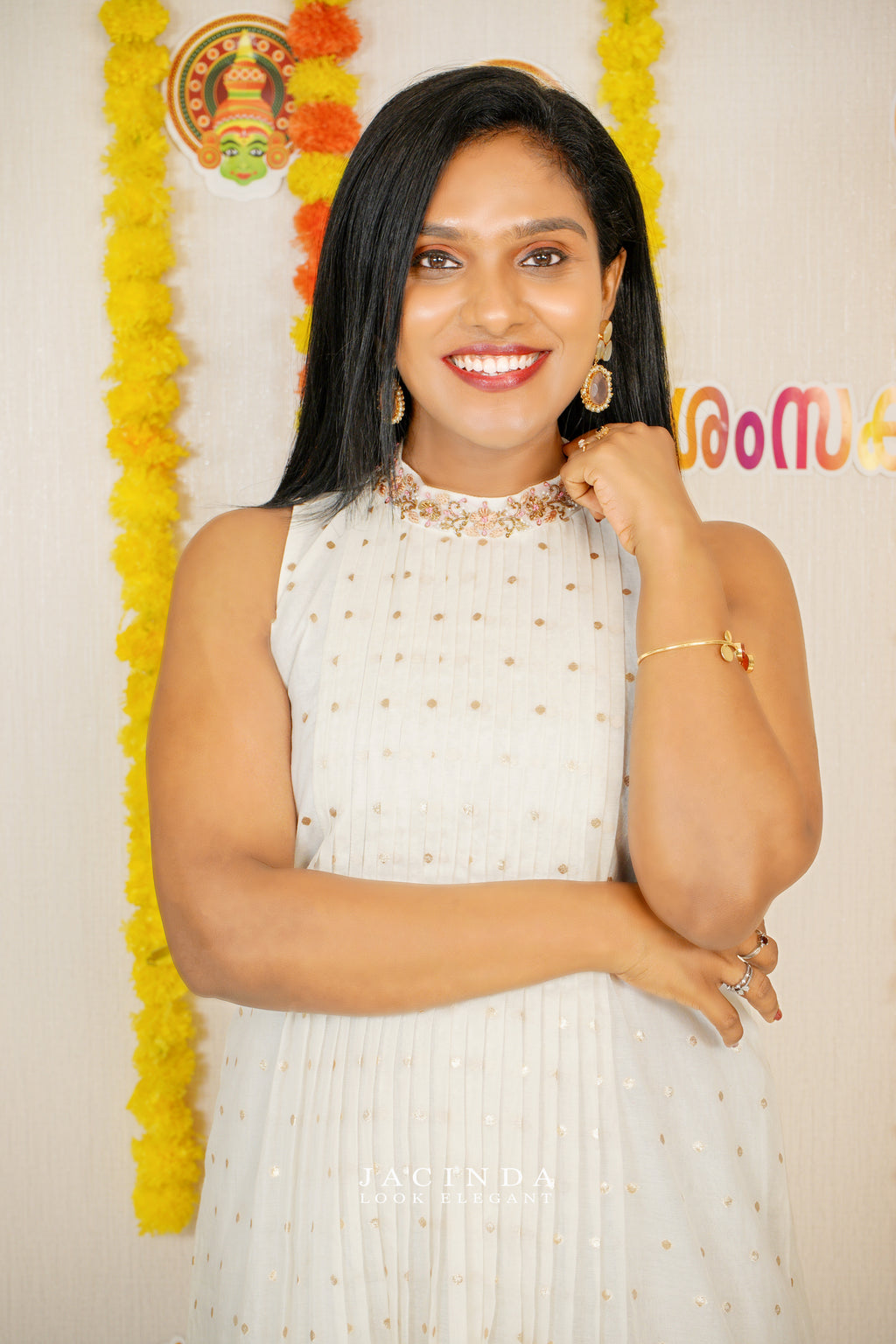 Buy Indo Western Halter neck Dress for Onam