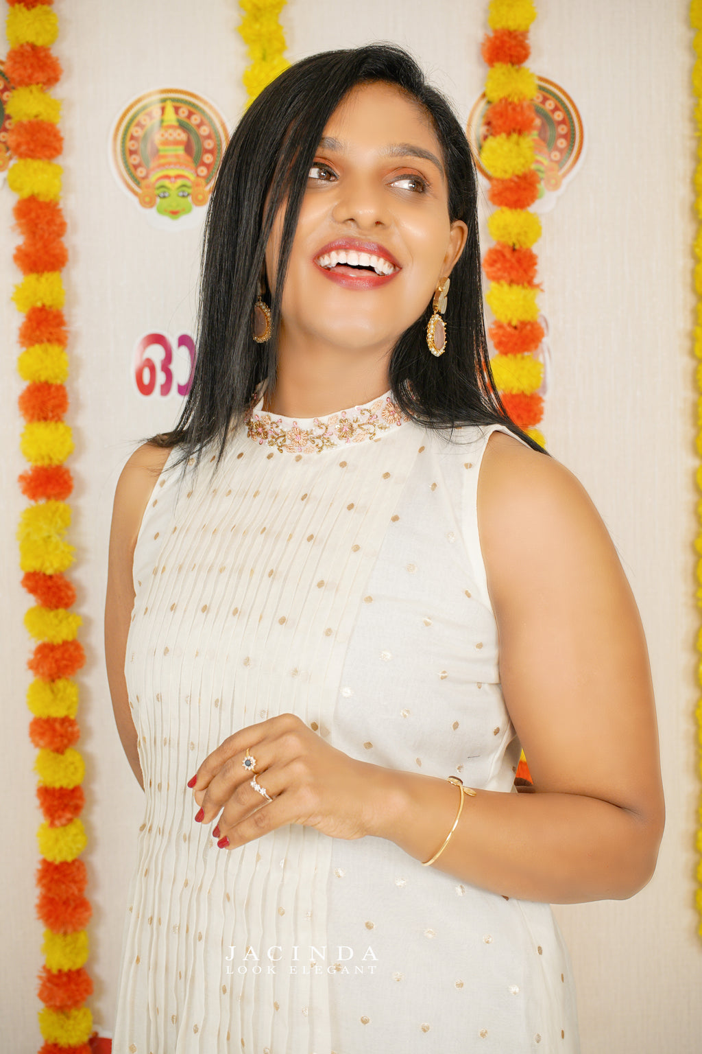 Buy Indo Western Halter neck Dress for Onam