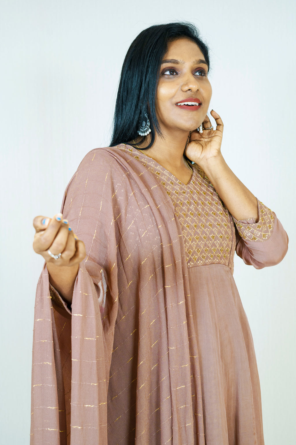 Buy Jacinda Mauve Shade Aline Kurti Dress Set