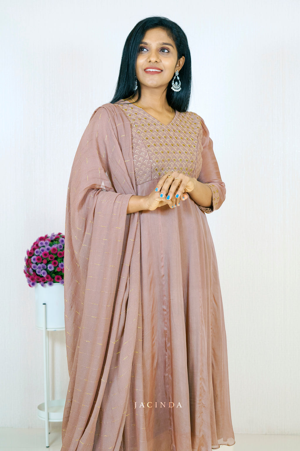 Buy Jacinda Mauve Shade Aline Kurti Dress Set