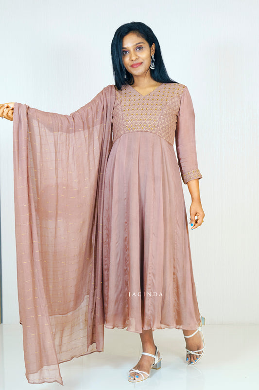Buy Jacinda Mauve Shade Aline Kurti Dress Set
