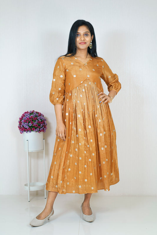 Shop Yellow Tissue Aline Dress Kurti
