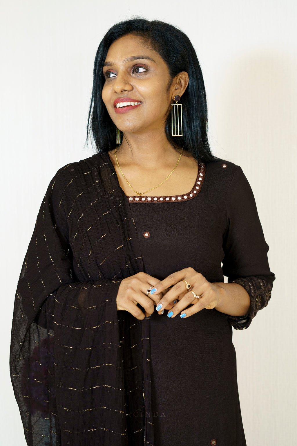 Buy Georgette Premium ALine Dress Kurti Set