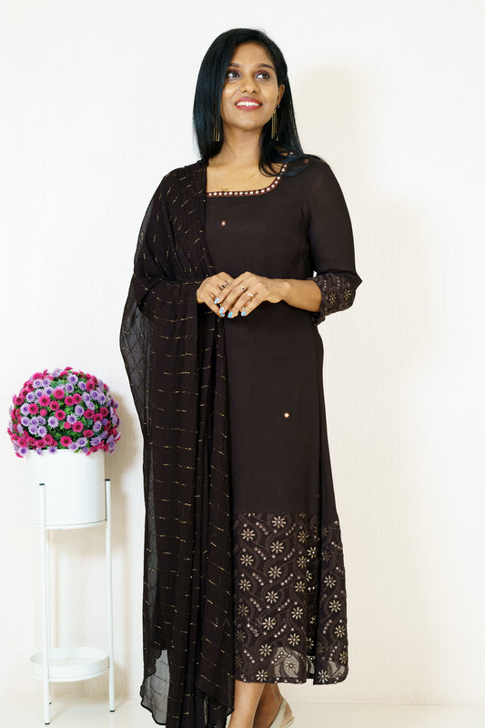 Buy Georgette Premium ALine Dress Kurti Set