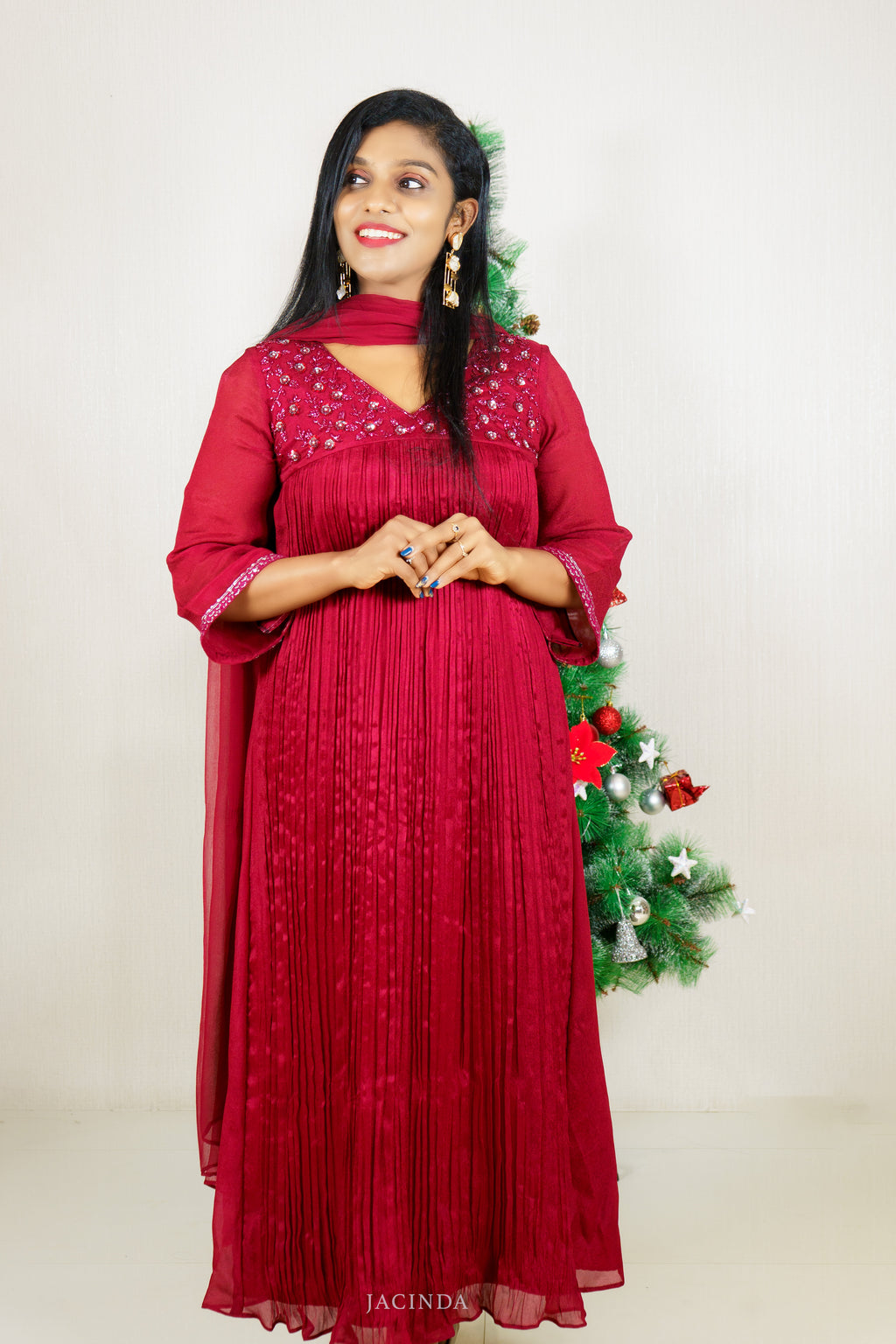 Wine Red Elagant Party Wear set
