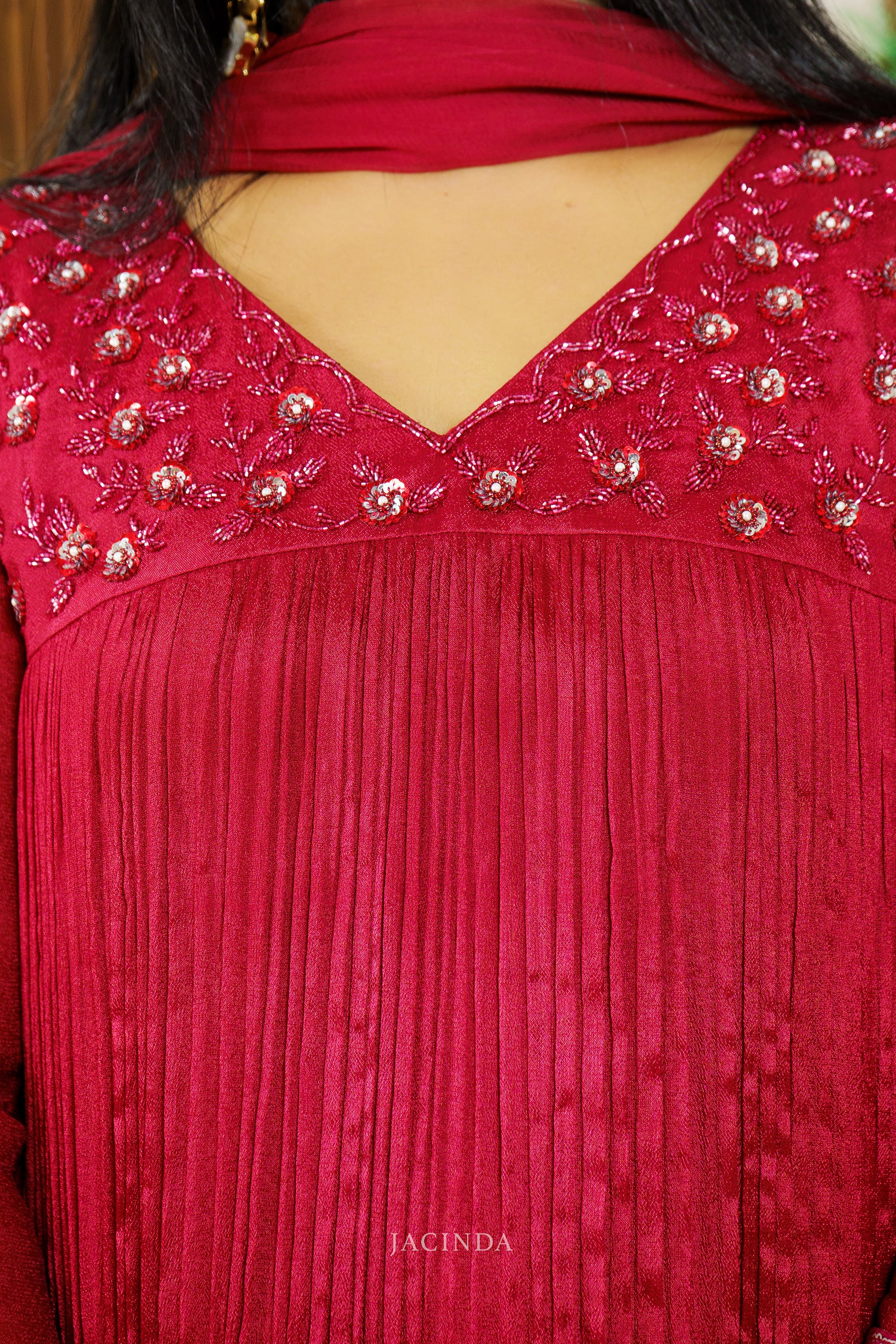 Wine Red Elagant Party Wear set