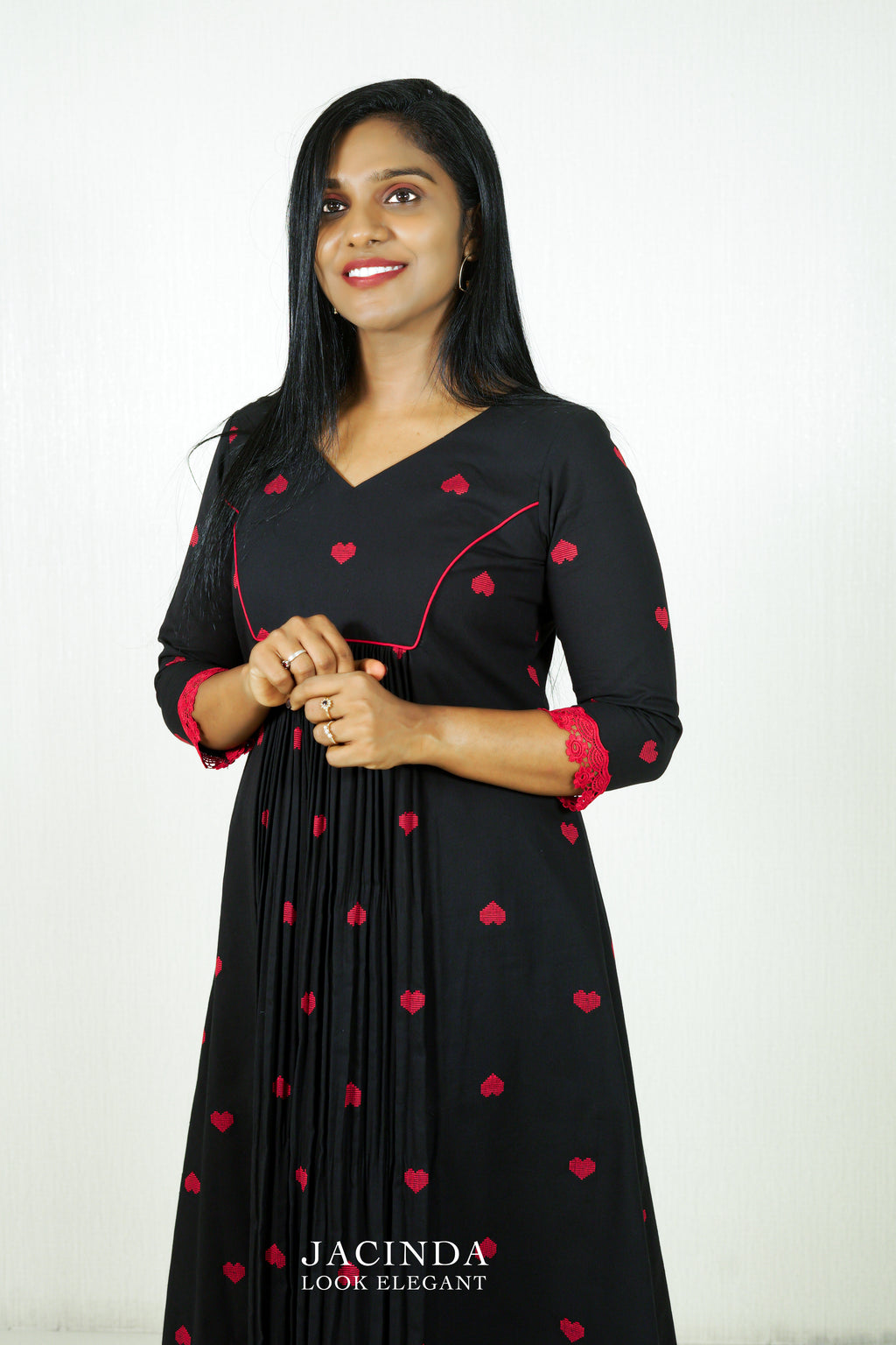Buy Jacinda Red Heart Black Kurti