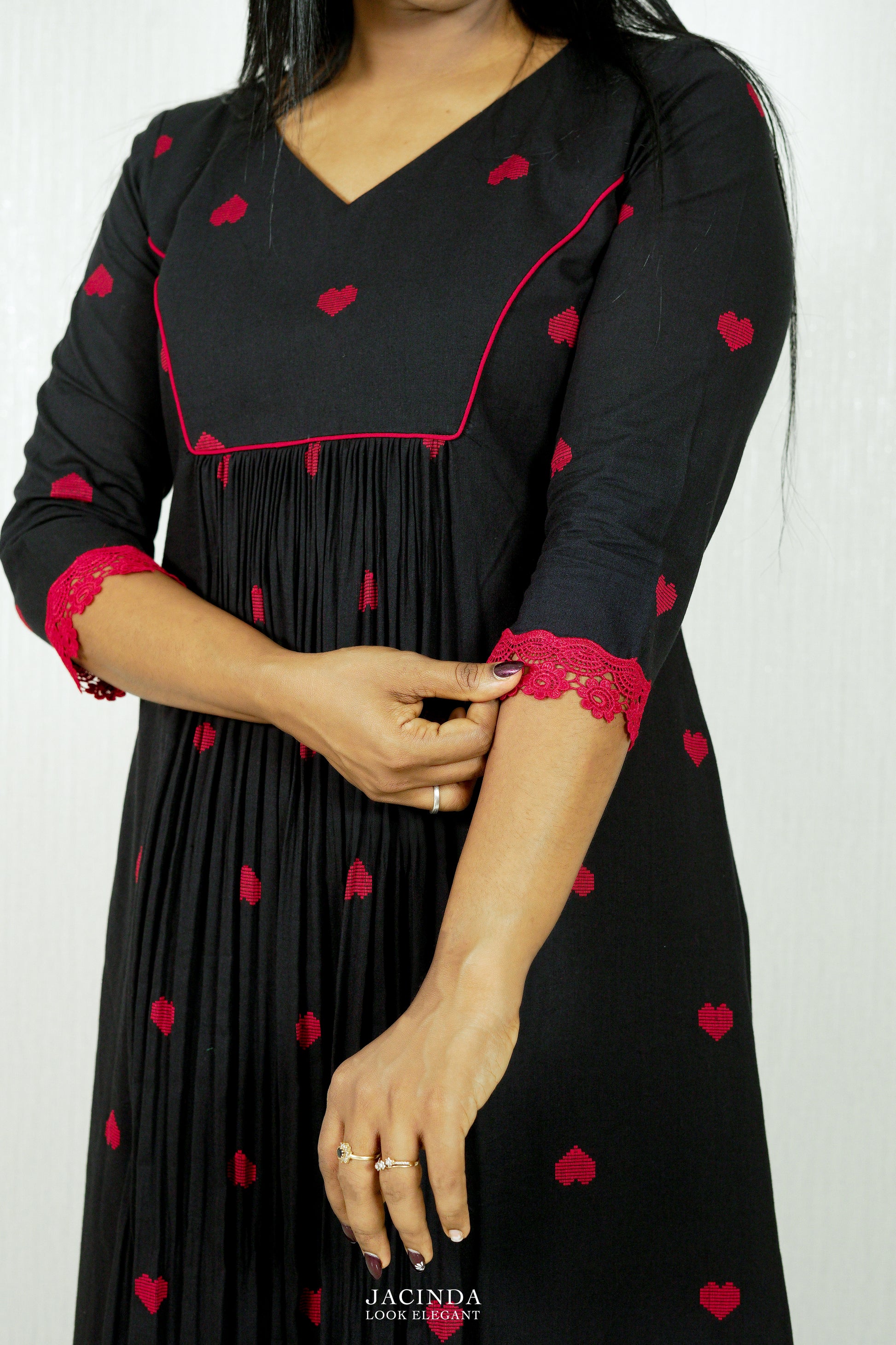 Buy Jacinda Red Heart Black Kurti