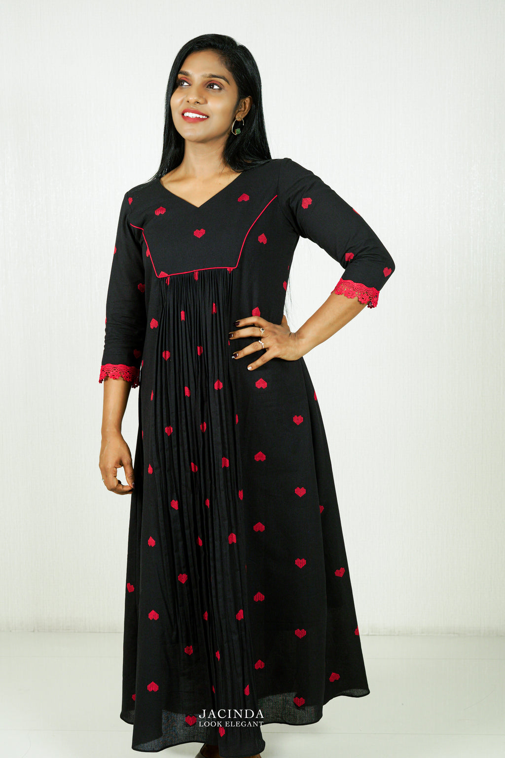 Buy Jacinda Red Heart Black Kurti