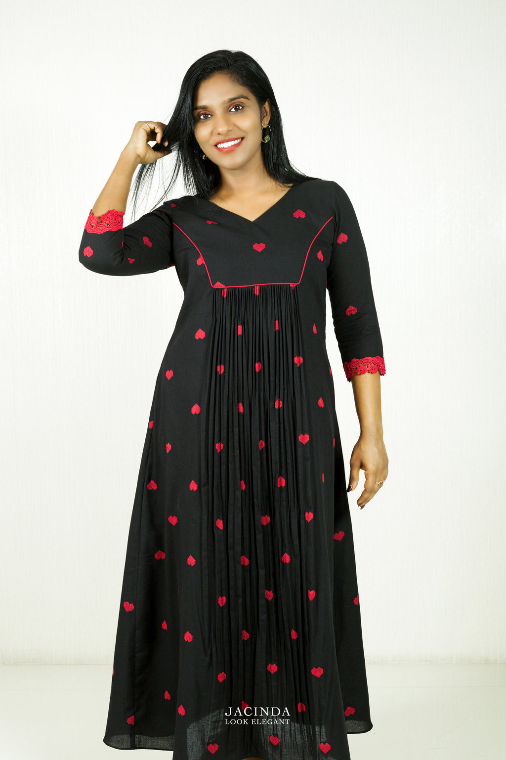 Buy Jacinda Red Heart Black Kurti