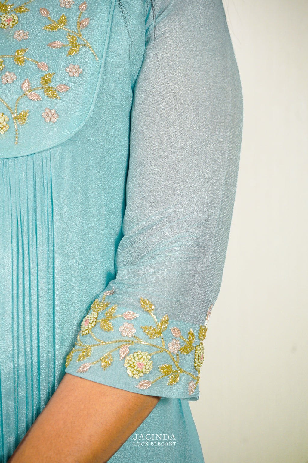 Pastel BLue Aline Dress Party Wear