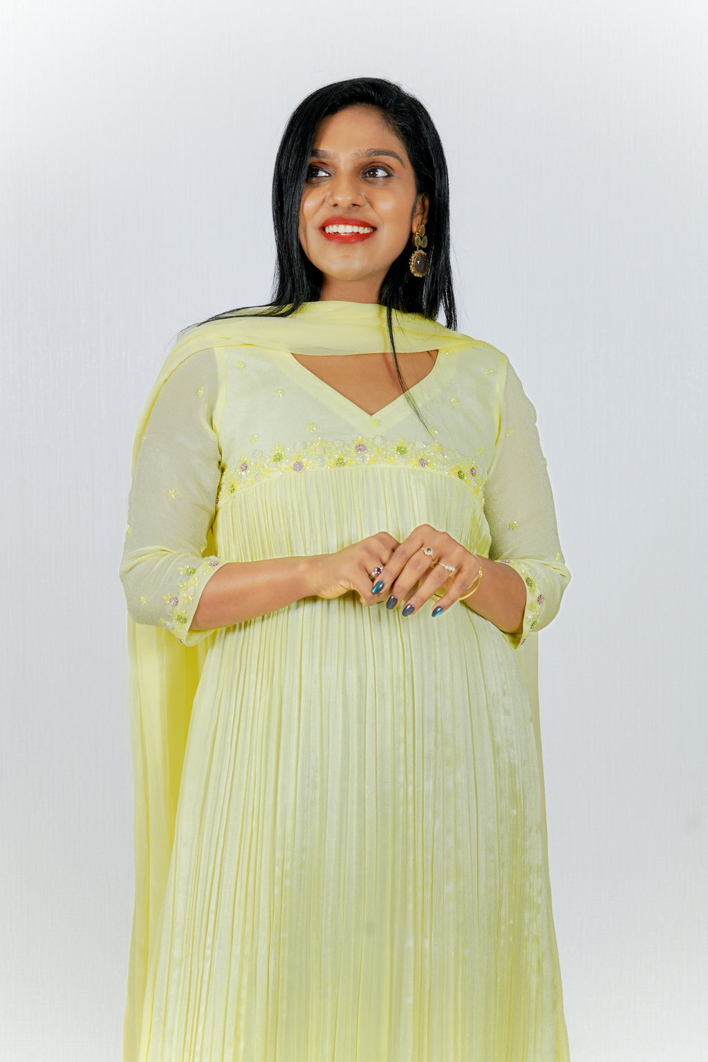 pastel Yellow Jacinda Aline Party Wear Dress