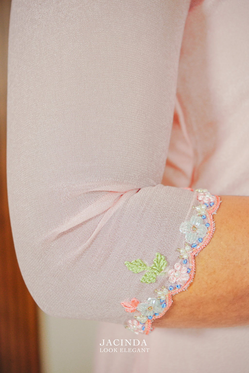 Peach Pink Georgette Set Party Wear