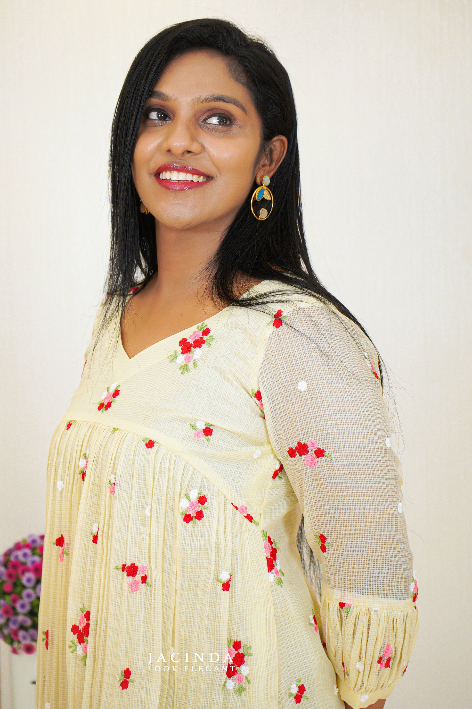 Light Yellow Aline Dress For Women