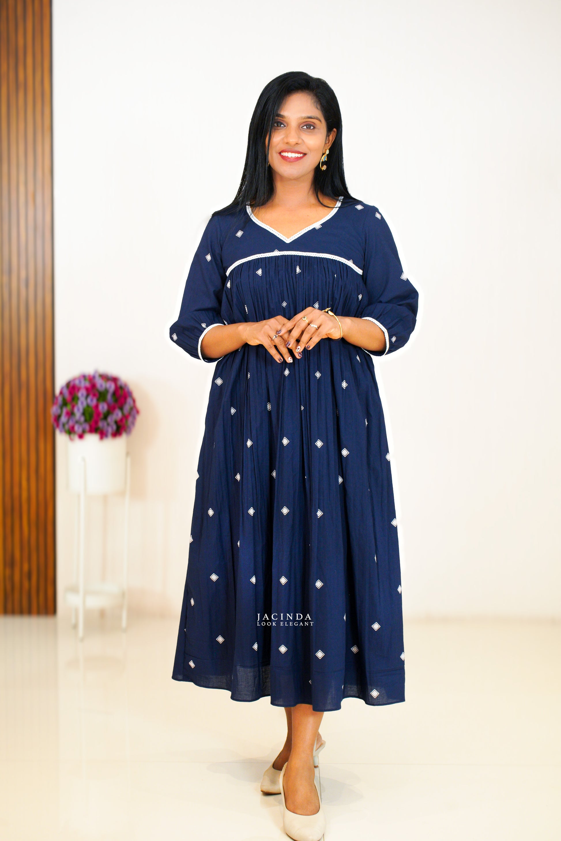 aline navy blue dress Comfy Navy Blue Cotton Aline Dress – Jacinda