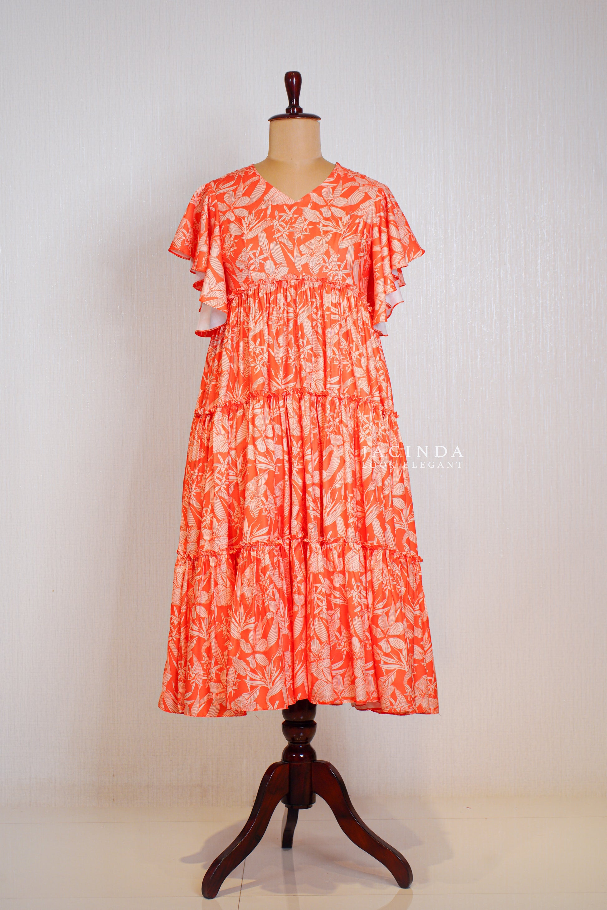 Stylish Printed Rayon Tier Dress