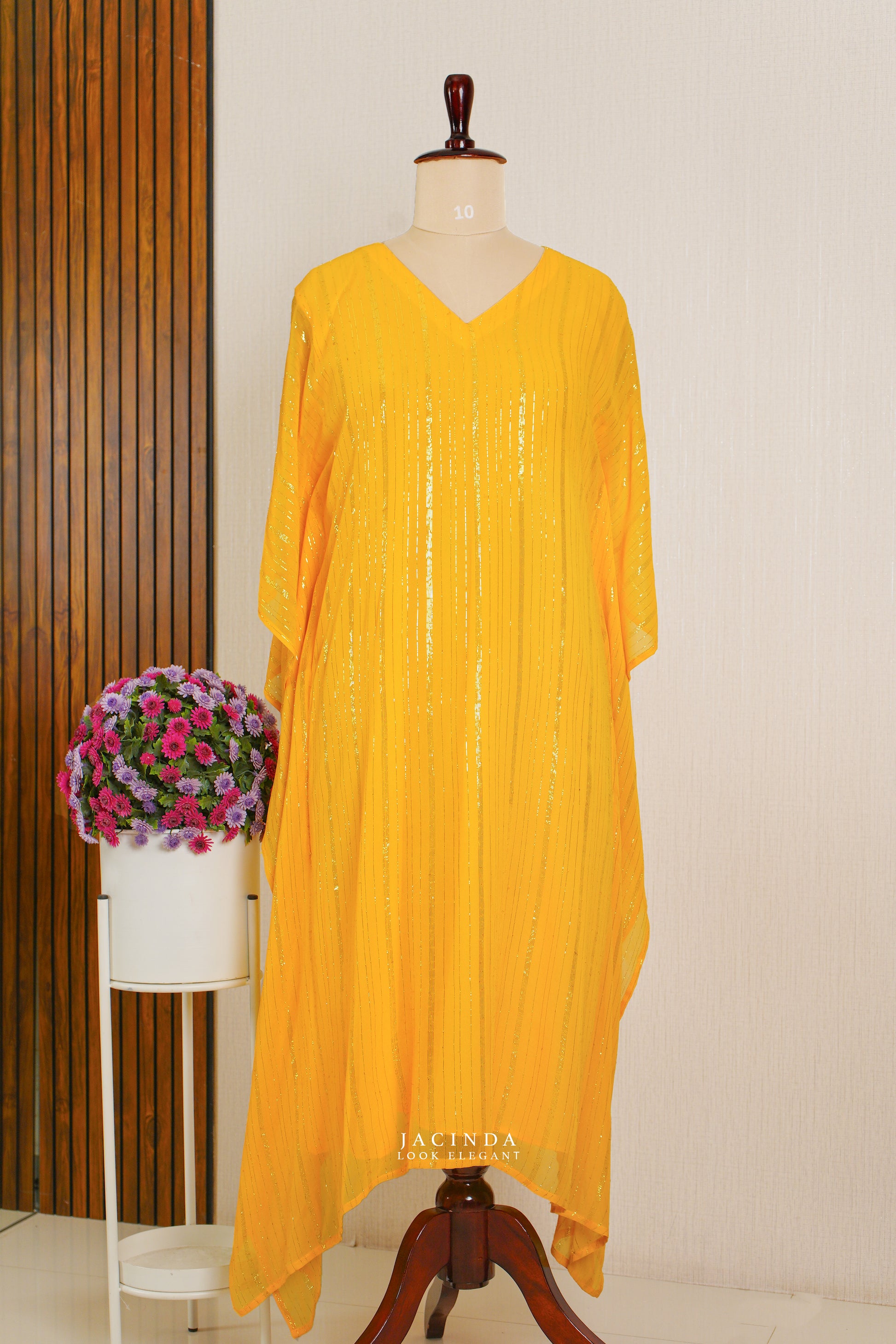 Mustard Yellow Kaftal Lurrex