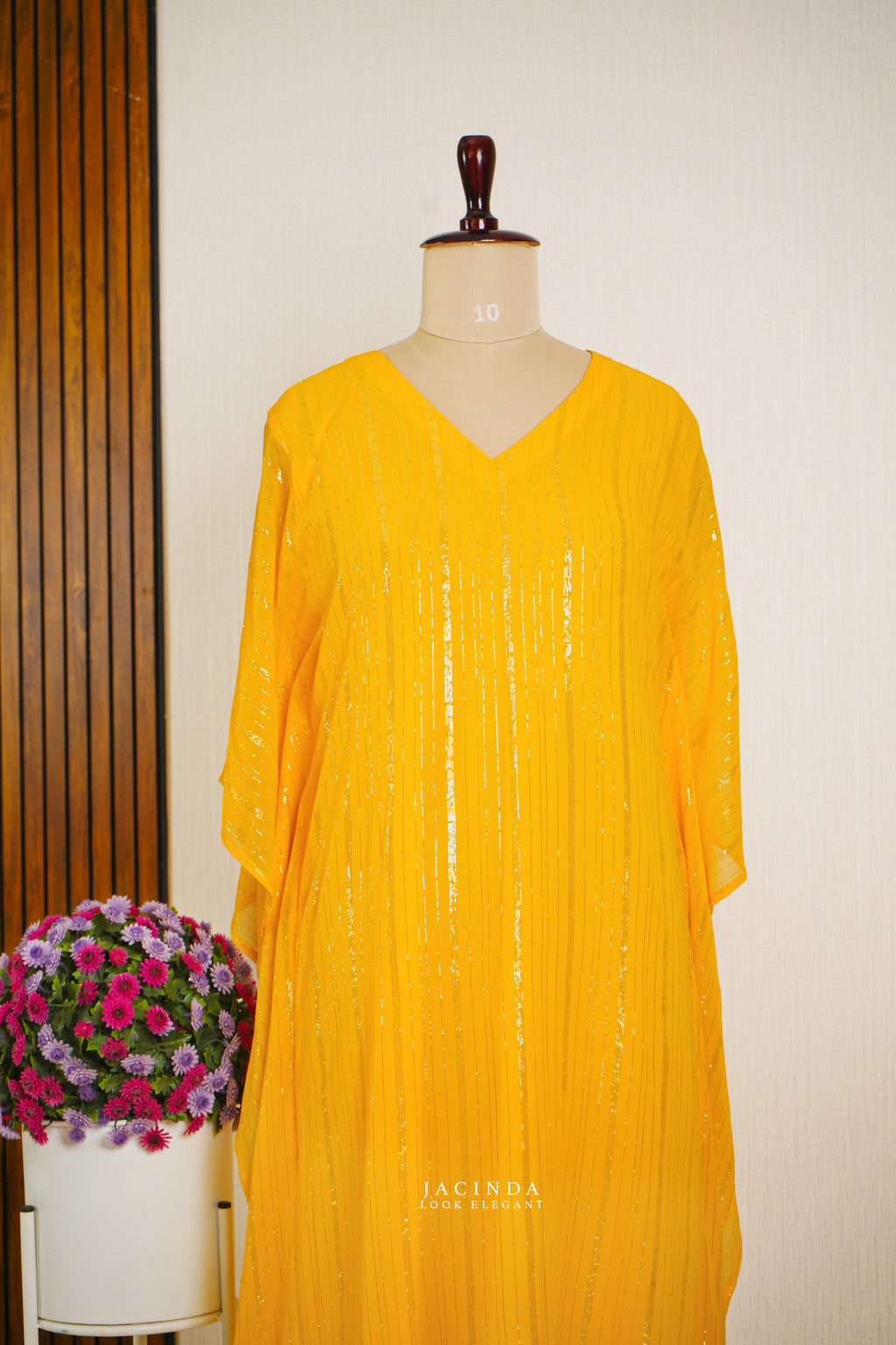 Mustard Yellow Kaftal Lurrex