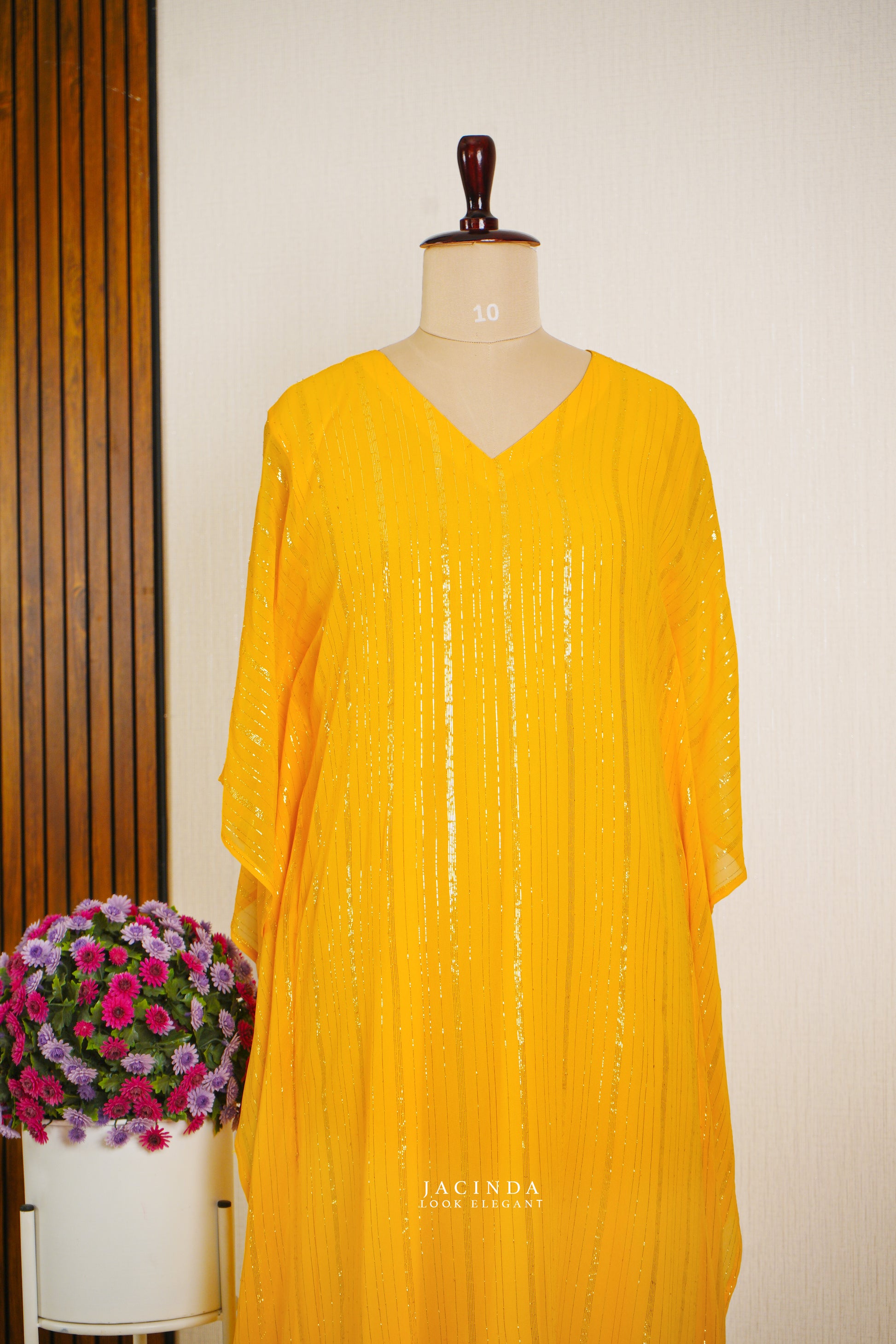 Mustard Yellow Kaftal Lurrex