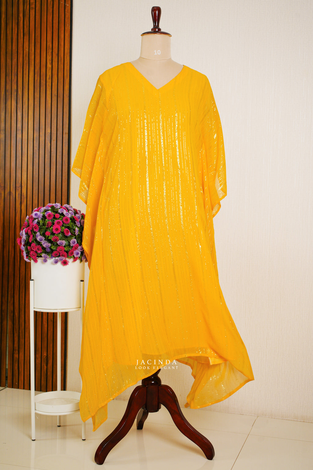Mustard Yellow Kaftal Lurrex