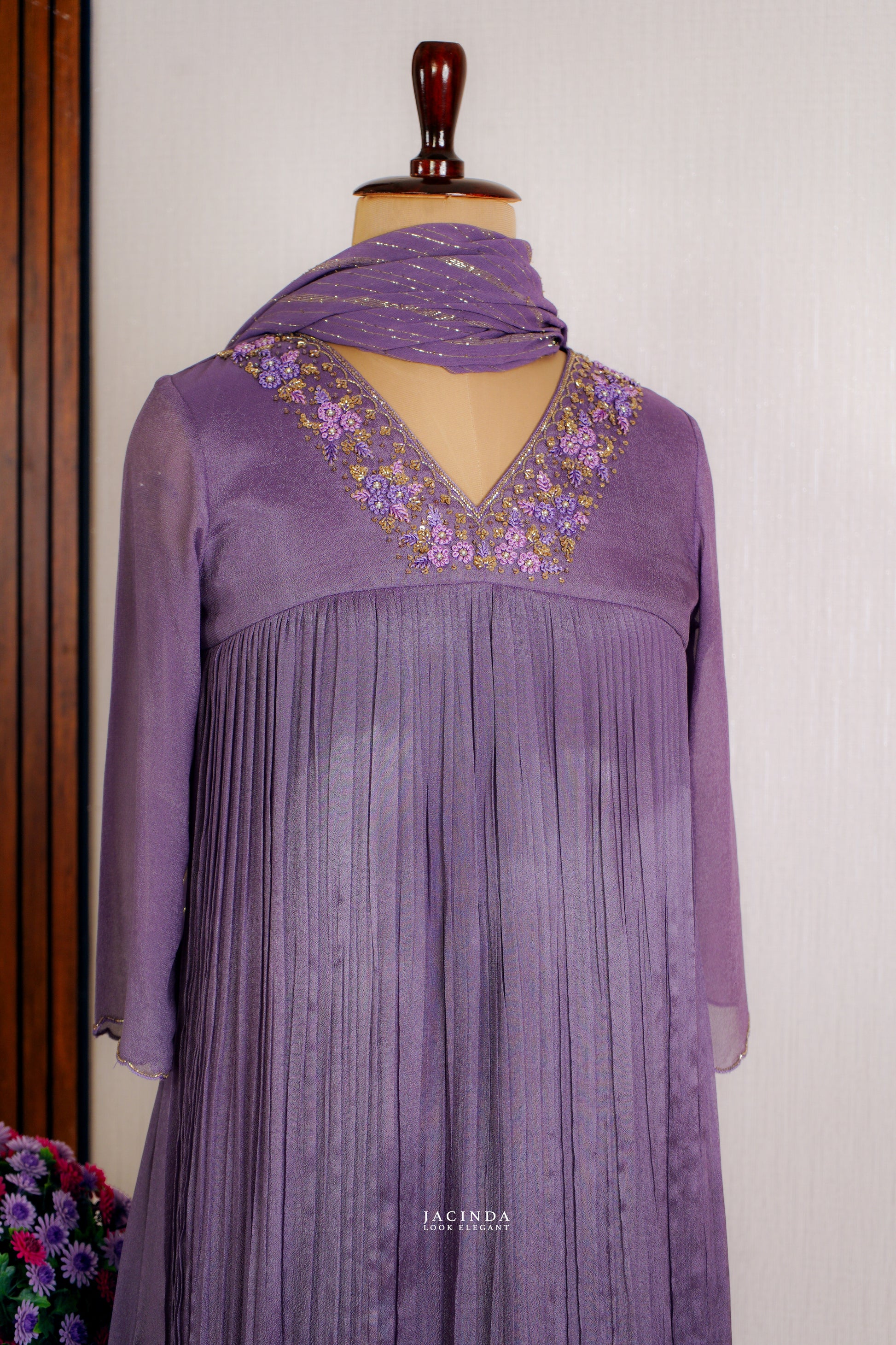 Light Purple Georgette Aline Dress