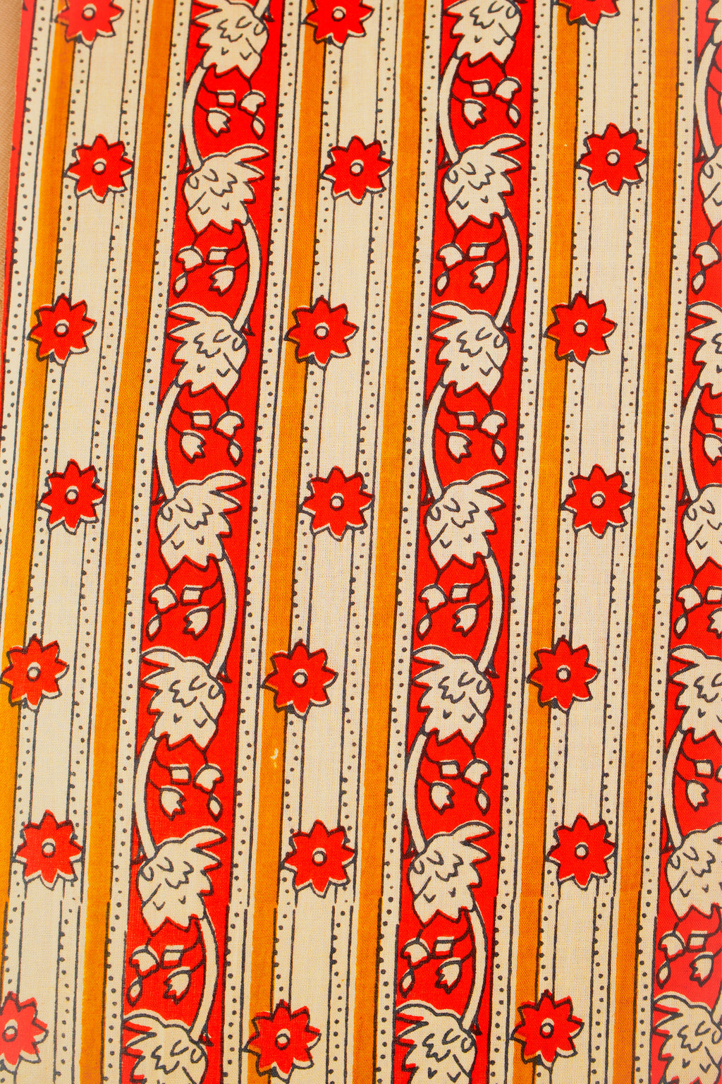 BEIGE COTTON FLORAL FABRIC