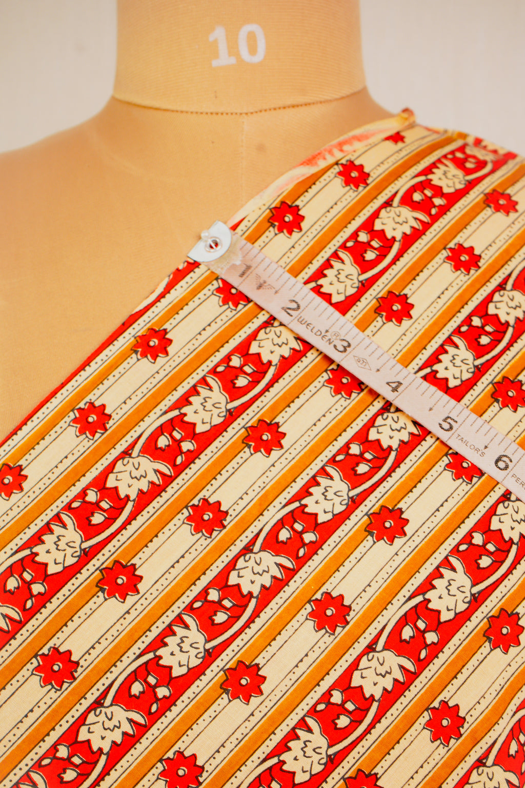 BEIGE COTTON FLORAL FABRIC