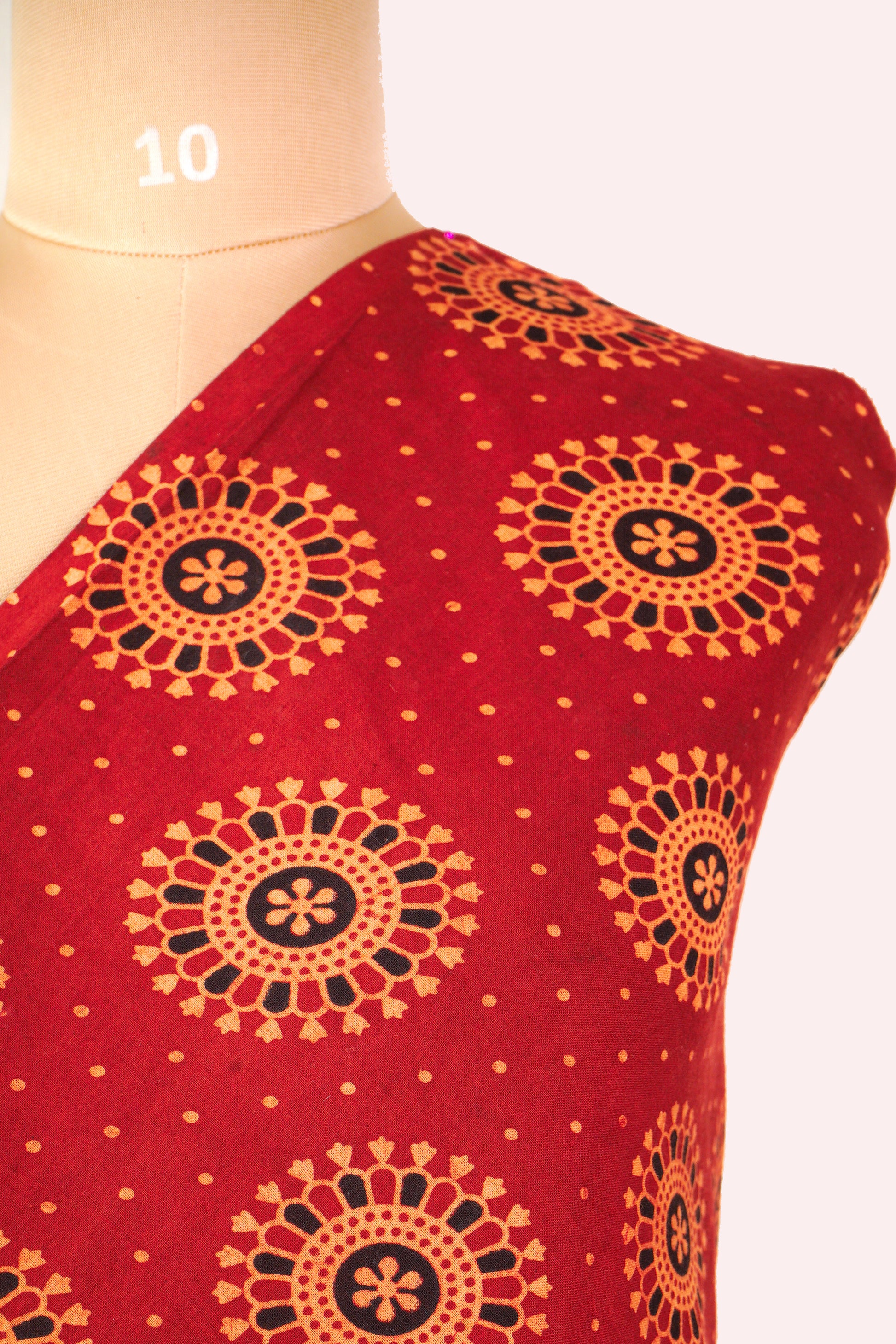 Red Ajrakh Print Cotton fabrics