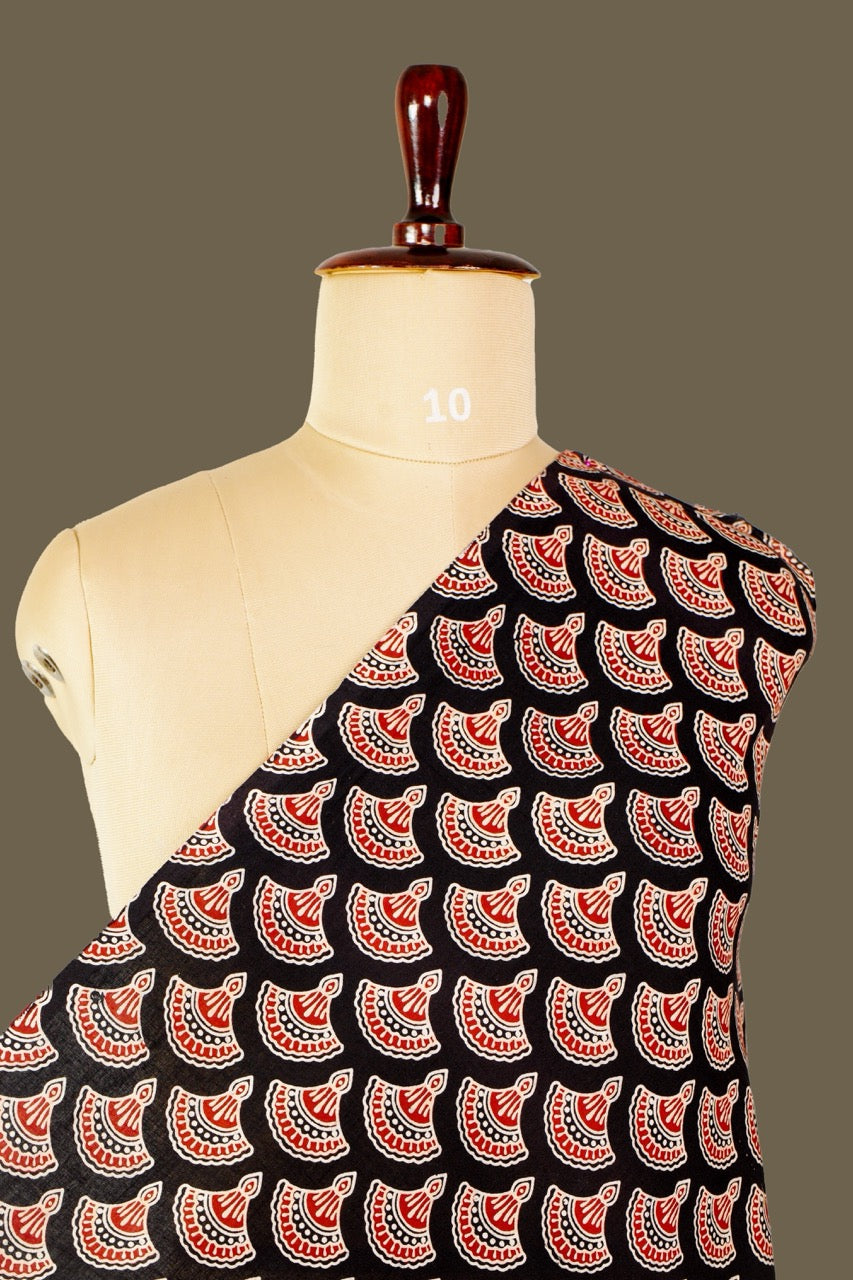 Black Ajrakh print Fabrics