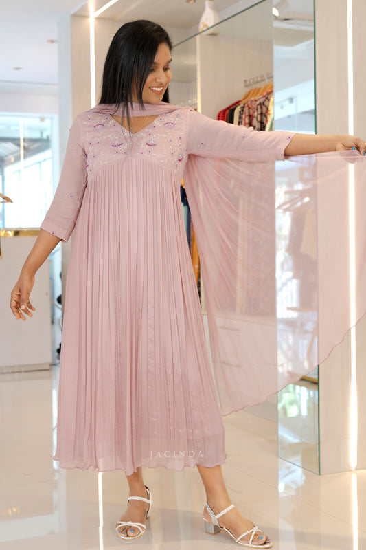 Jacinda Women Mauve Shade Party Wear Aline Dress