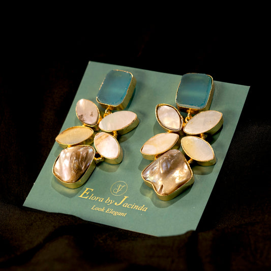 Jacinda.in Gold Plated Brass Raw Stone Dangler Earrings