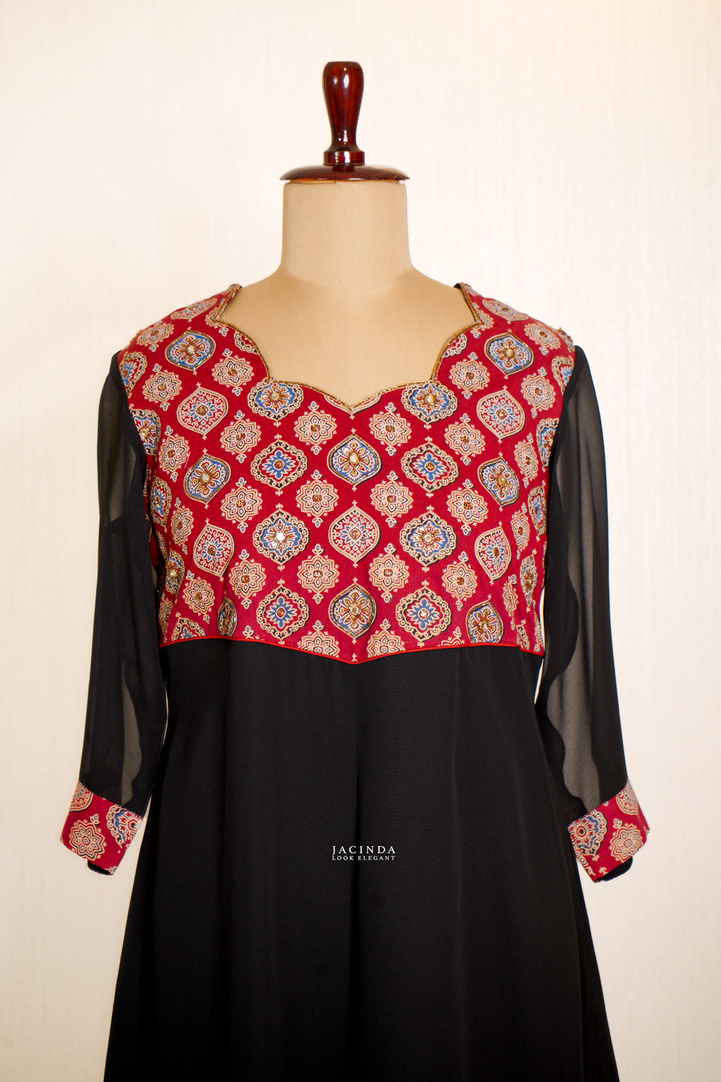 Elegant Jacinda Ajrak Handcrafted Embroidery Dress for Women with a unique design and comfortable fit