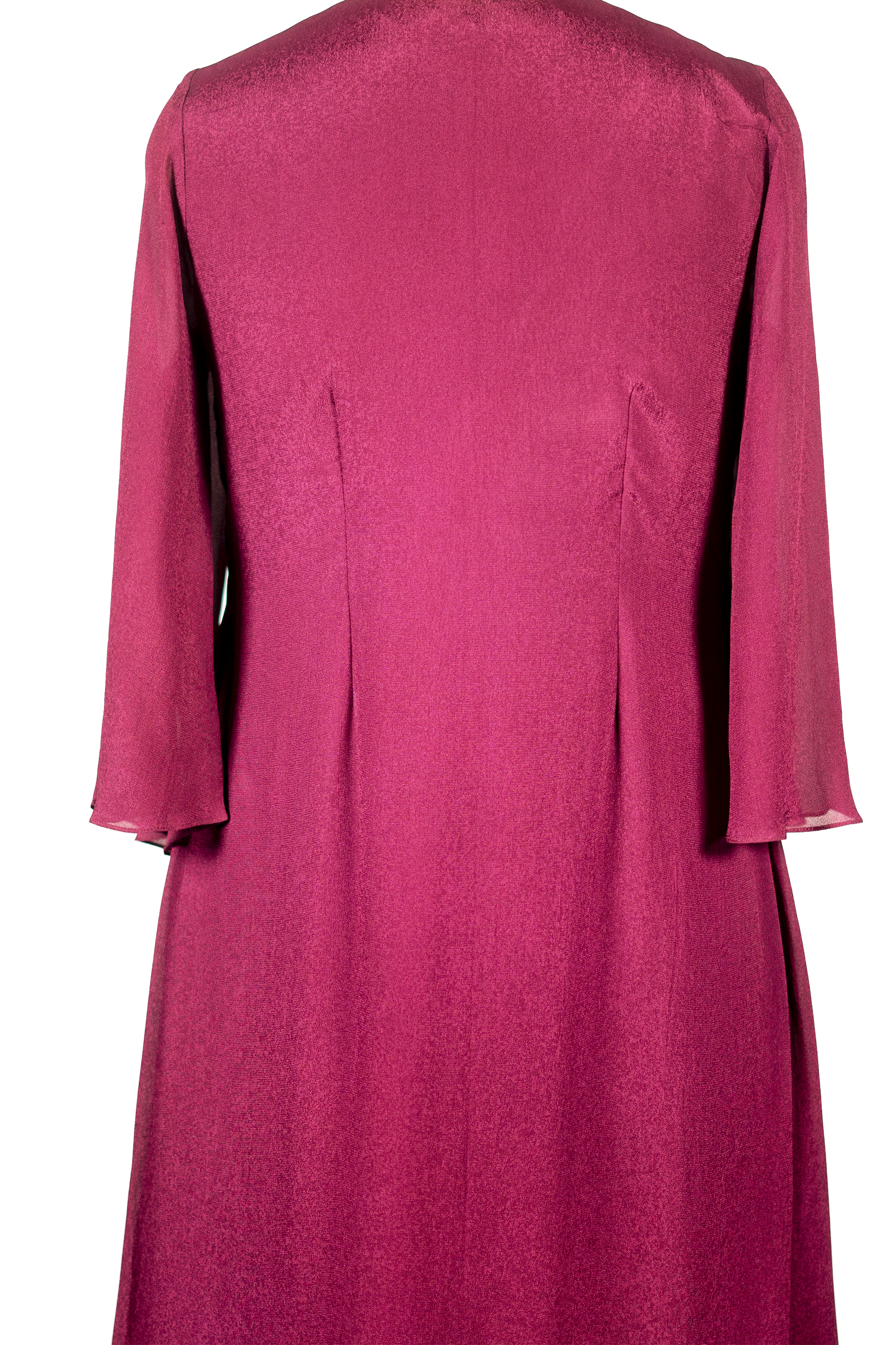 Back view of Jacinda georgette aline dress for women in vibrant magenta color
