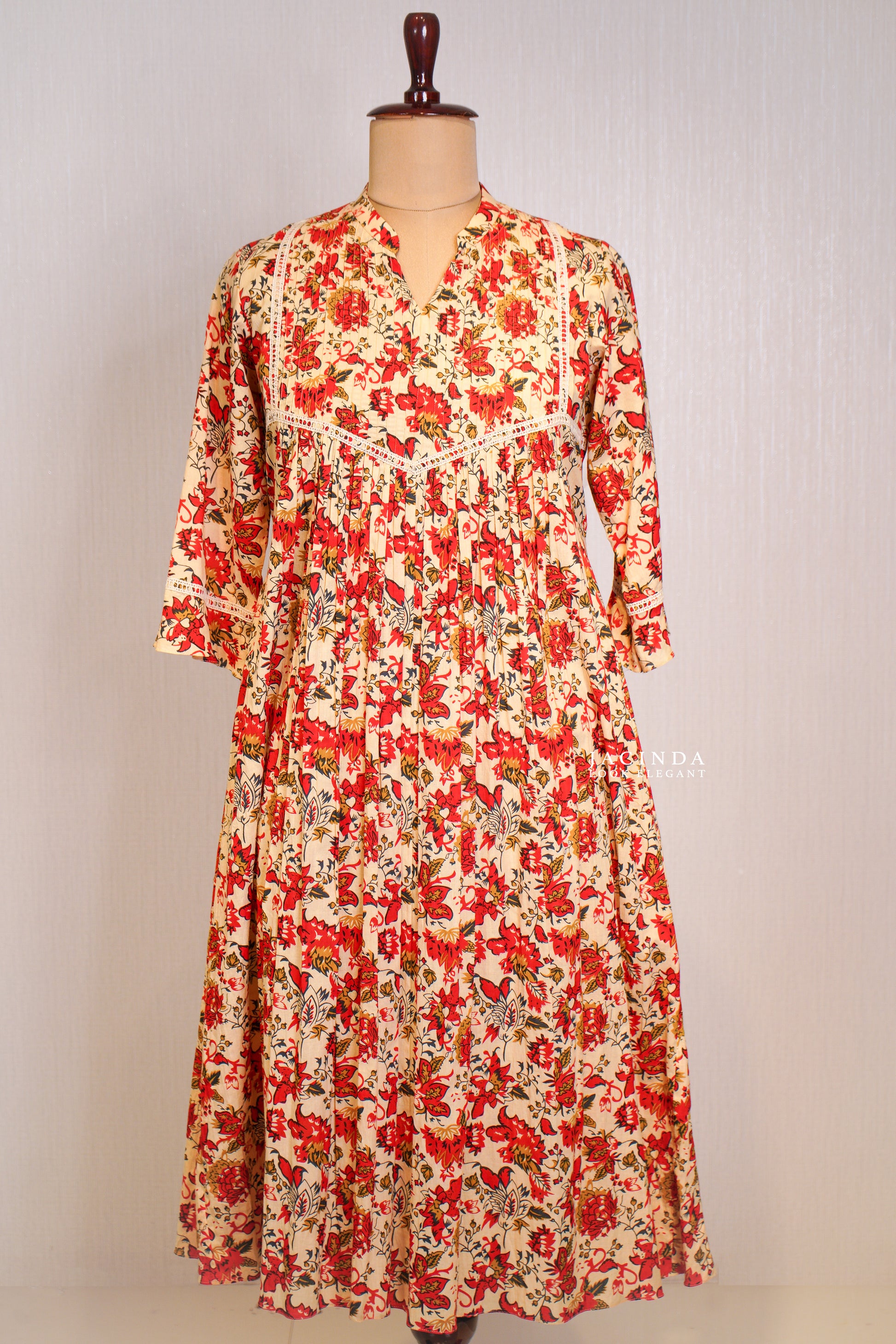 Jacinda JAIPUR PRINT Ethnic Kurti Dress featuring floral patterns, perfect for casual outings.