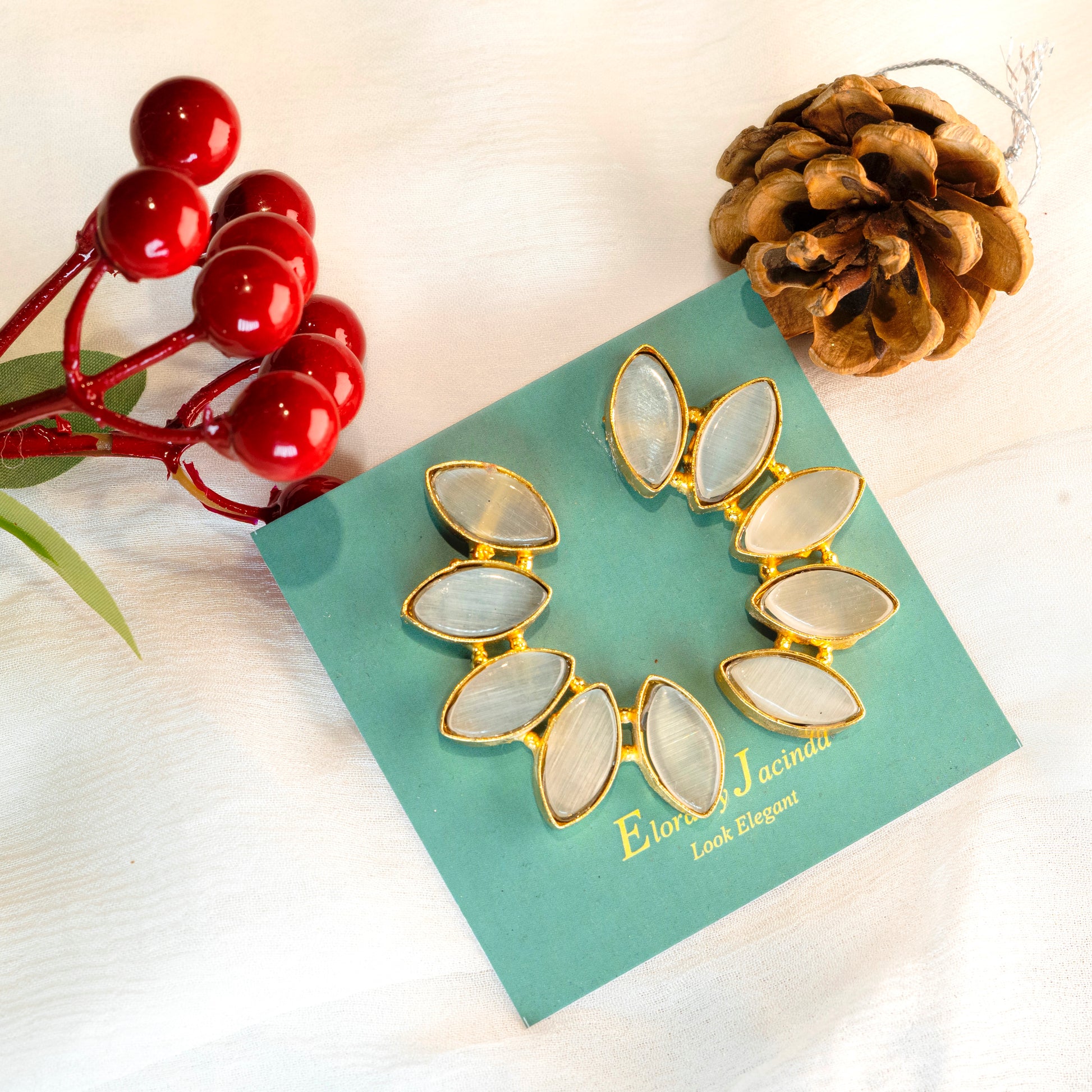 Jacinda.in White Stone Gold Plated Earrings