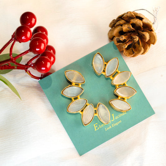 Jacinda.in White Stone Gold Plated Earrings