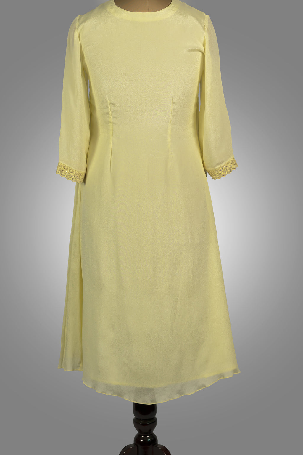 Jacinda Yellow A-Line Dress for Women Online with Three-Quarter Sleeves and Elegant Design
